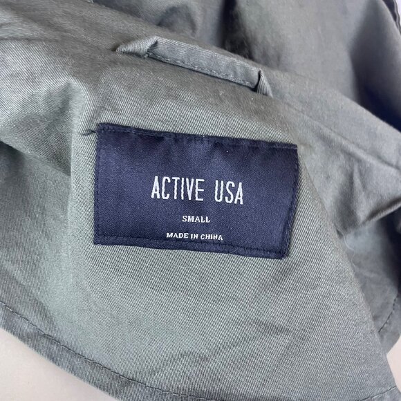 Active Usa Asymmetrical Floral Embroidered Womens Green Hooded Jacket Sz S - Picture 8 of 10